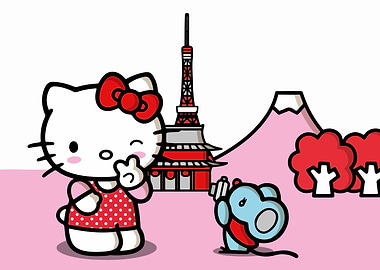 Hello Kitty in Tokyo Illustration