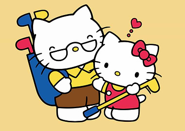 Hello Kitty and Father Golfing