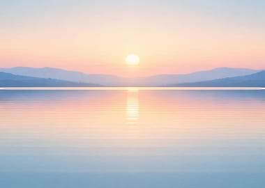 Serene Sunset Over a Calm Lake