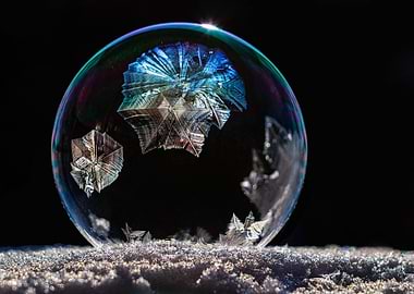 Frozen Bubble with Ice Crystals