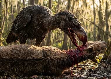 Terror Bird Feeding on Carcass