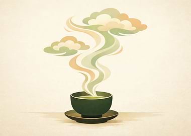 Steaming Green Tea Cup