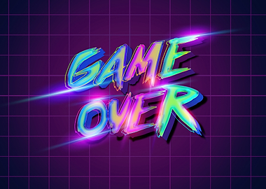 Game Over Neon Text