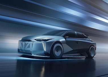 Futuristic Silver Concept Car