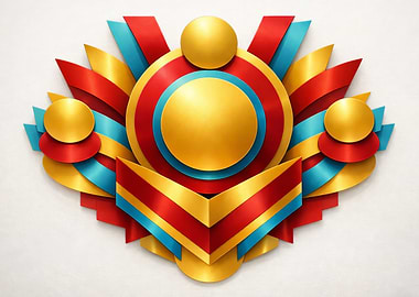 Abstract Geometric Ribbon Emblem