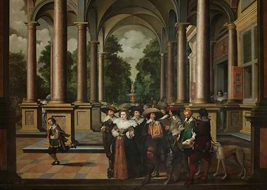 Baroque Garden Scene with Figures