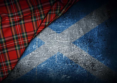 Scottish Flag and Tartan Fabric