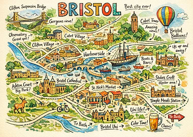 Illustrated Map of Bristol
