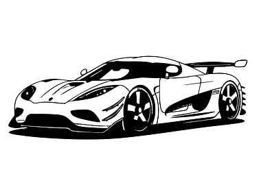 Black and White Sports Car Illustration