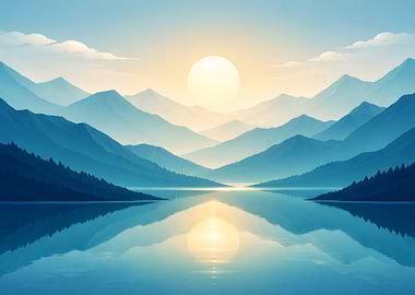 Serene Mountain Lake Sunrise