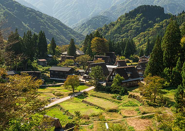 Traditional Japanese Village Gokayama in Mountains