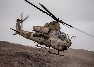 US Marine AH-1Z Viper Helicopter in Flight