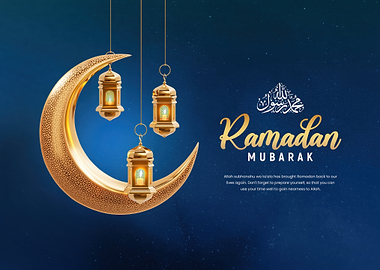 Ramadan Mubarak Crescent Moon Lanterns