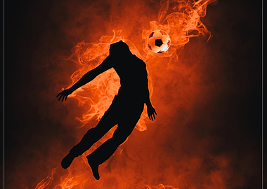 Soccer Player with Fiery Ball