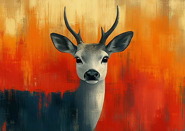 Deer Portrait with Abstract Background