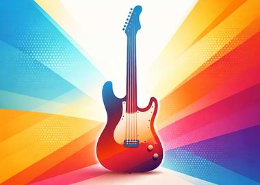 Electric Guitar on Colorful Background