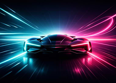 Futuristic Car with Neon Lights