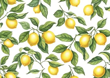 Watercolor Lemons on Branches
