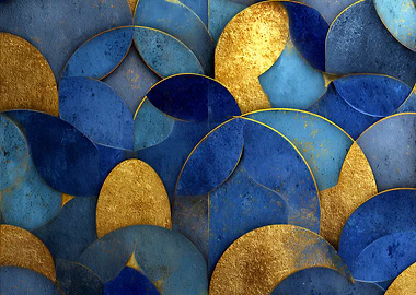 Abstract Blue and Gold Geometric Pattern