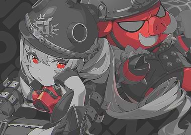 Anime Girl and Pig Character