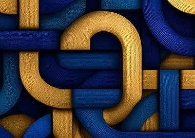 Golden Blue Interlace Weave