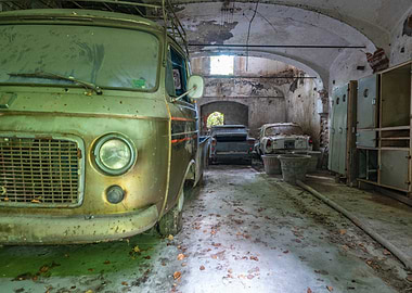 Abandoned Garage with Vintage Cars