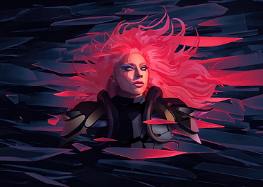 lady gaga with Pink Hair in Armor