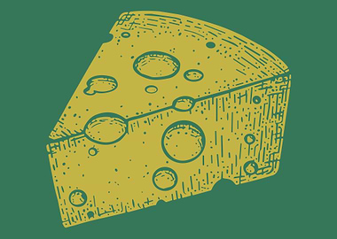 Swiss Cheese Poster, Vintage Cheese Slice Illustration Print, Kitchen Wall Art Decor