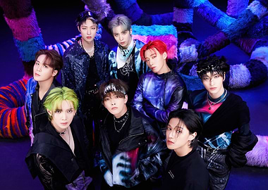 ateez K-Pop Group Poses in Colorful Outfits