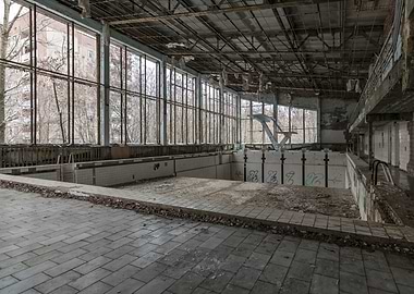 Interior of the pool in Prypiat
