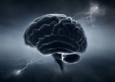 Brain with Lightning Strikes