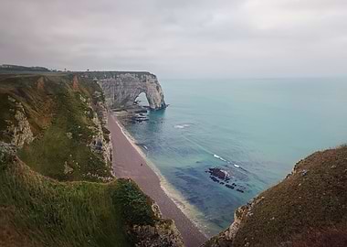 Dramatic coastal cliffs and arch