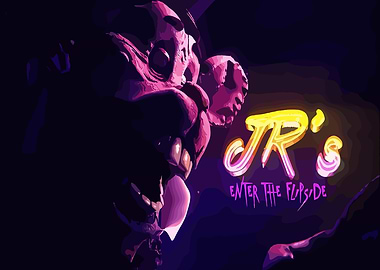 Scary Character and Neon Sign