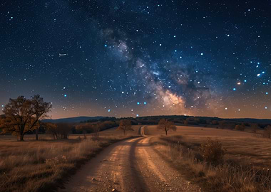 Milky Way Over Country Road