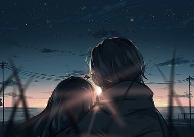 Couple Watching Sunset Under Stars