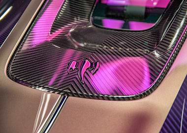 Car Emblem with Purple Carbon Fiber