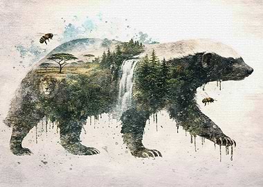 Honey Badger Landscape Double Exposure