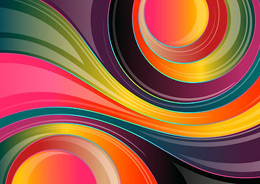 Abstract Swirling Colorful Waves