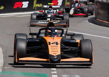 Formula 3 Race Cars on Track