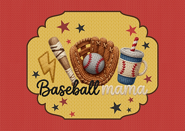 Baseball Mama with Bat, Glove, and Drink