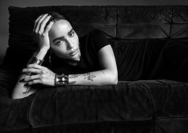 Zoë Kravitz Poses on a Couch