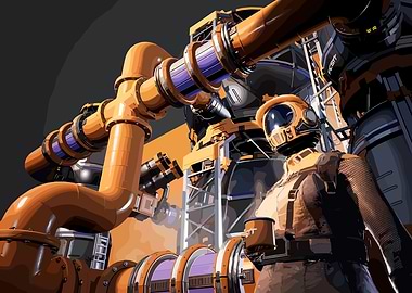 Futuristic Industrial Scene with Astronaut