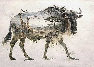 AfricanWildebeest Double Exposure