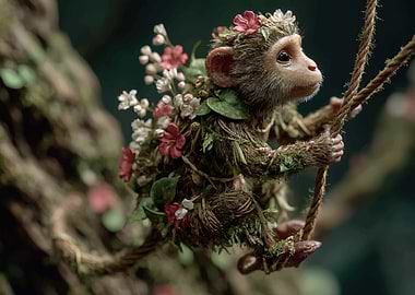 Enchanted Monkey with Flowers