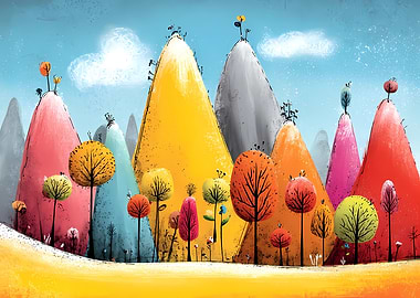 Whimsical Hills and Trees