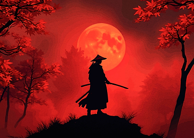 Samurai Under a Red Moon