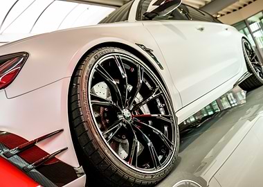 White Sports Car Wheel Detail