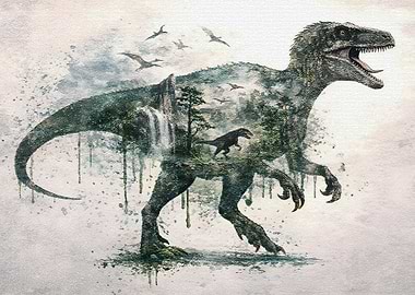 Velociraptor Landscape Double Exposure