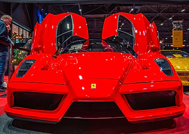 Red Ferrari Enzo with Doors Open
