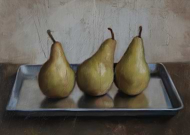 Three Pears on a Tray